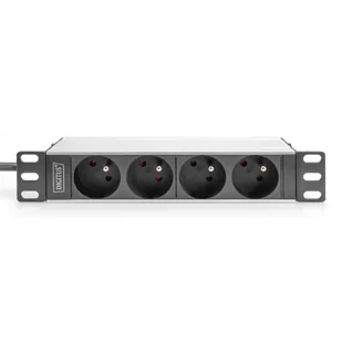 DIGITUS Listwa zasilająca aluminiowa 1U PDU 254 mm 10inch rack mount 4x CEE 7/5 16A 4000W 250VAC 50/60Hz - Listwy zasilające - miniaturka - grafika 1