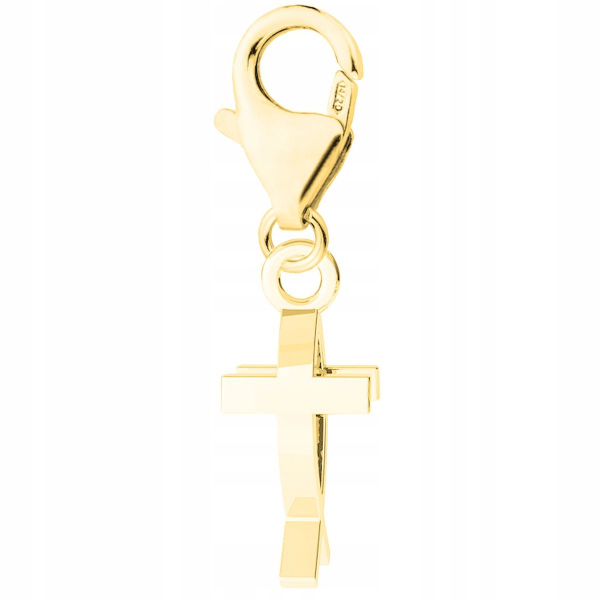 Złota Zawieszka z Krzyżem Rybką Wiara Krzyż Rybka Cross Fish SREBRO 925