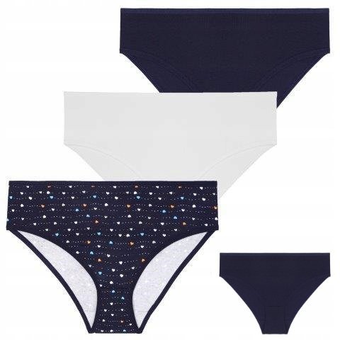 3X Majtki Damskie Figi Bikini Bawełniane Klasyczne W Serduszka Moraj Xxl