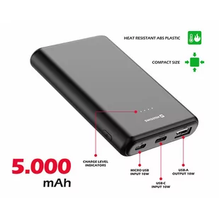 SWISSTEN, Powerbank, POWER LINE, Li-Pol, 5V, do ładowania telefonów i innych urządzeń, 22013910, 5000mAh, microUSB, USB-A, USB-C, - Powerbanki - miniaturka - grafika 2