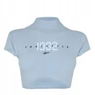 Koszulki i topy damskie - Koszulka sportowa damska crop top Reebok r. L krótki rękaw niebieska - miniaturka - grafika 1