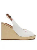 Espadryle damskie - Tommy Hilfiger Espadryle Flag High Wedge Espad Slingback FW0FW08597 Biały - miniaturka - grafika 1
