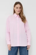 Koszule damskie - Pinko koszula bawełniana damska kolor różowy regular z kołnierzykiem klasycznym - miniaturka - grafika 1
