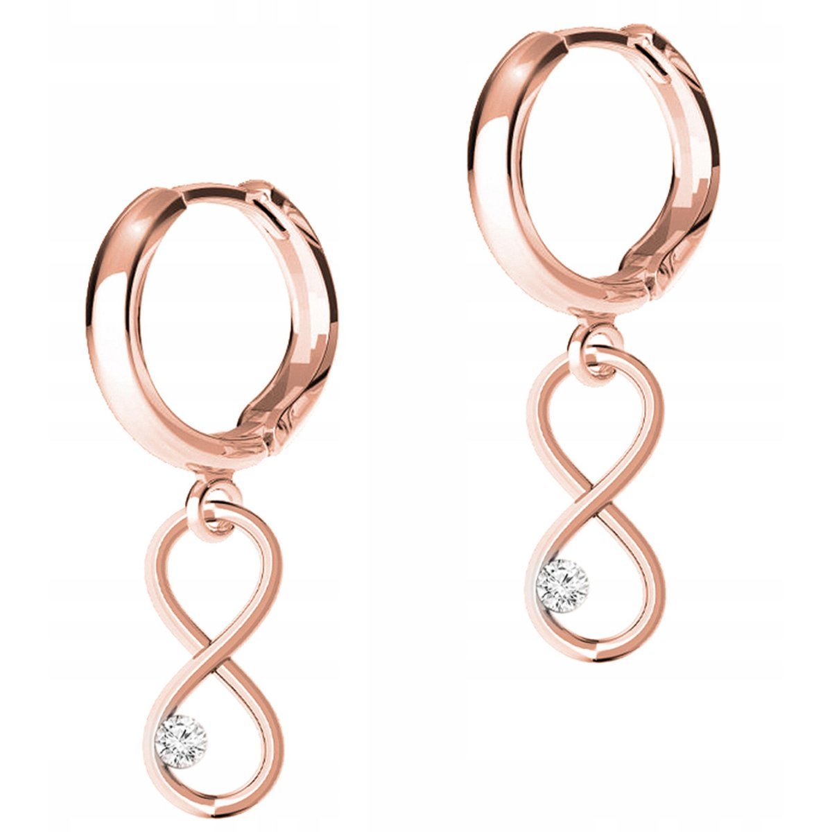 Kolczyki Pozłacane Nieskończoność z Cyrkonią Ósemki Cyrkonie SREBRO 925