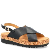 Sandały damskie - Wygodne sandałki ze skóry- CAPRICE 9-28712-28 - CZARNE - miniaturka - grafika 1