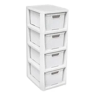 Szafki łazienkowe - Regał z koszykami rattan BQ-1726 4 x 7 l biały antyczny - miniaturka - grafika 1