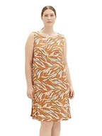 Sukienki - TOM TAILOR Sukienka damska 1037322 plussize sukienka, 31758-Brown Abstract Leaf Design, 48, 31758 - Brązowy wzór Abstract Leaf, 48 - miniaturka - grafika 1