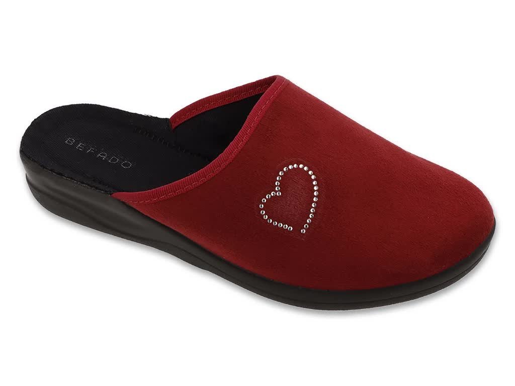 Kapcie damskie pantofle domowe Befado 551D016 bordo z zakrytymi palcami-42