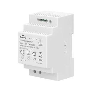 Zasilacz na szynę DIN 24VDC, 2,5A, 60W, szerokość 3 moduły OR-PSU-1648 - Zasilacze i transformatory - miniaturka - grafika 1
