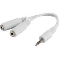 Złącza, przejściówki, adaptery - LANBERG LANBERG Adapter Jack (M) -> Jack (F)x2 10cm biały AD-0024-W - miniaturka - grafika 1