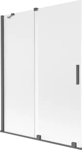 Mexen Velar parawan nawannowy 2-skrzydłowy rozsuwany 130 x 150 cm, szron, gun gray szczotkowany - 896-130-000-31-66 - Parawany nawannowe - miniaturka - grafika 1
