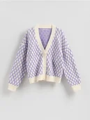 Swetry damskie - Reserved - Kardigan ze strukturalnym wzorem - wielobarwny - miniaturka - grafika 1