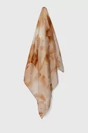 Apaszki i szaliki damskie - Calvin Klein apaszka jedwabna kolor beżowy wzorzysta - miniaturka - grafika 1