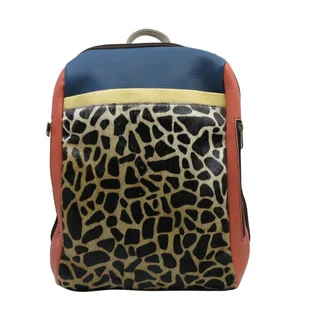 Plecak skórzany ze skrawków oryginalny pojemny kieszenie mieści A4 OLIVKA - Torebki damskie - miniaturka - grafika 1