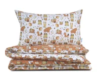 Pościel dla dzieci - Pościel 100x160 dziecięca Tajemniczy las brązowy + biały z plecaczkiem - miniaturka - grafika 1