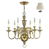 Lampy sufitowe - Abażurowy żyrandol Cambridge HK-CAMBRIDGE6+6xLS162 Hinkley mosiądz kremowy - miniaturka - grafika 1