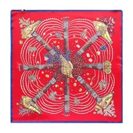 Apaszki i szaliki męskie - Damska apaszka z jedwabiu w motyw morski czerwona - miniaturka - grafika 1