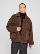 Kurtki damskie - Vila Kurtka pluszowa "Melusa" w kolorze brązowym - miniaturka - grafika 1