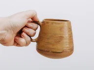 Kubki - Prosty Większy Kubek (400ml) - złoty liść - miniaturka - grafika 1