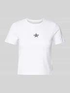 Koszulki i topy damskie - T-shirt z wyhaftowanym logo - miniaturka - grafika 1
