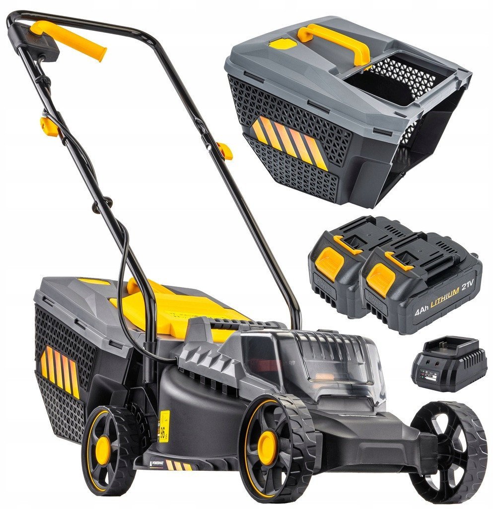 Powermat KOSIARKA AKUMULATOROWA 20V 4AH ŁADOWARKA 2X BATERIA MOCNA LEKKA KOSZ 30L