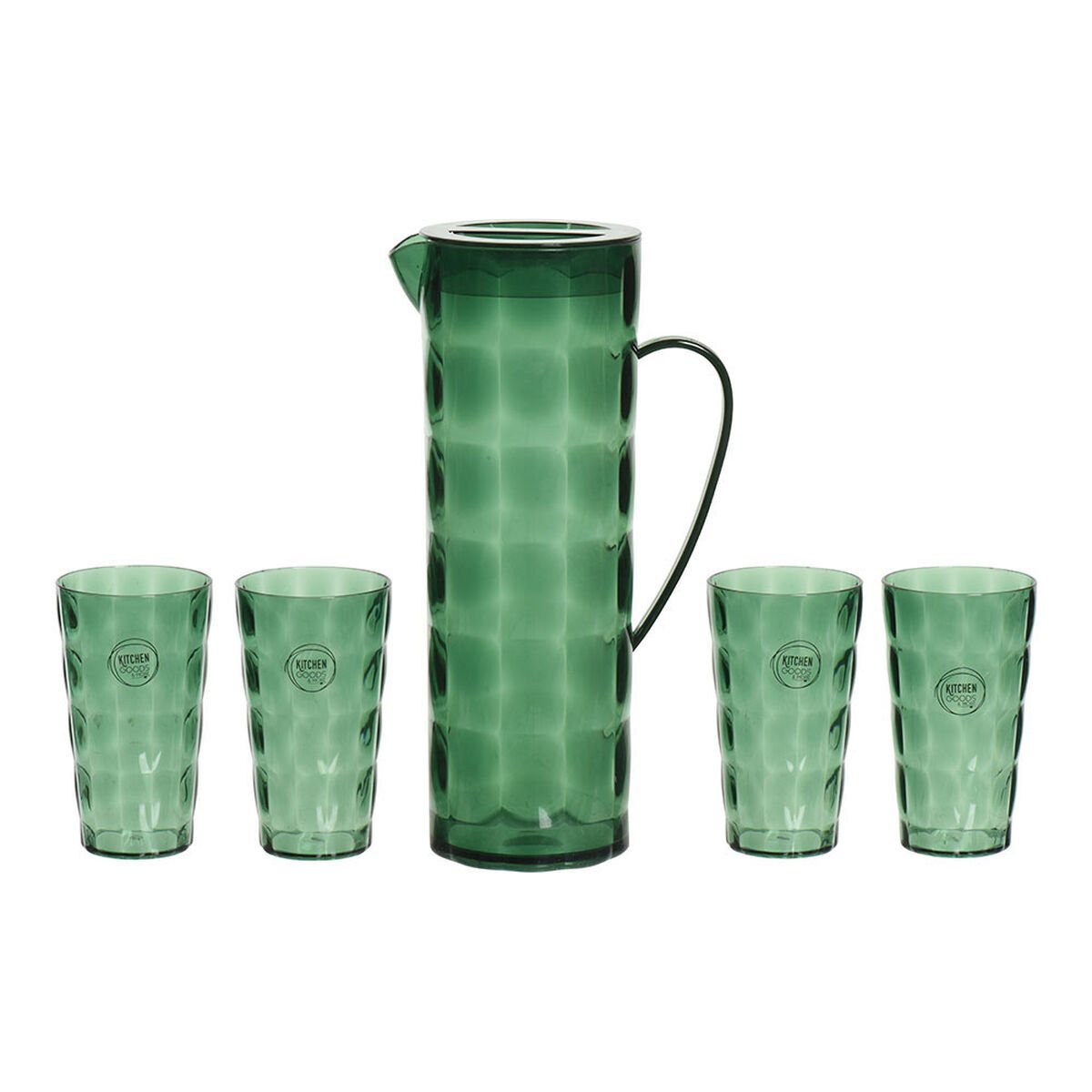 Zestaw dzbanek ze szklankami EDM 827051 Zielony plastik z recyklingu 5 szt