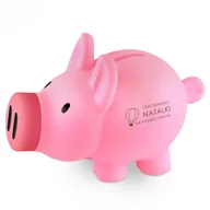 Dewocjonalia - Murrano Świnka skarbonka różowa z grawerem dla dziewczynki małej podróżniczki SKRB-R-010 - miniaturka - grafika 1