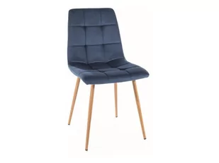 Krzesło tapicerowane do jadalni MILA D VELVET granatowe/dąb SIGNAL - Krzesła - miniaturka - grafika 1
