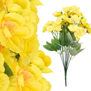 SZTUCZNE KWIATY PEŁNY BUKIET WIOSENNY DO WAZONU STROIKA 39CM JAK ŻYWY ŻÓŁTY - Sztuczne kwiaty - miniaturka - grafika 1