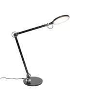 Lampy stojące - QAZQA Designerska lampa stołowa czarna z diodą LED z dotykiem i ładowarką indukcyjną - Don - miniaturka - grafika 1