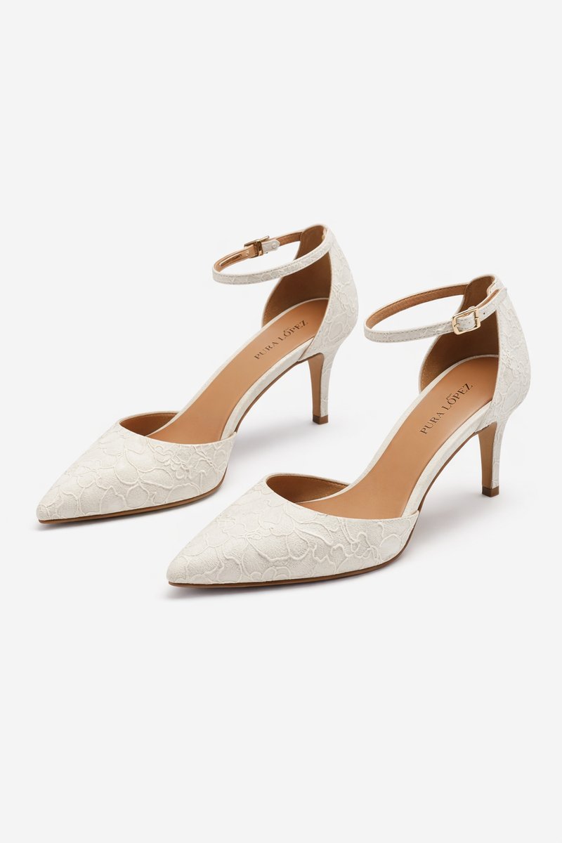 PURA LOPEZ CZÓŁENKA BIAŁE ZE SPRZĄCZKĄ WZÓR ELEGANCKIE 39 14CA