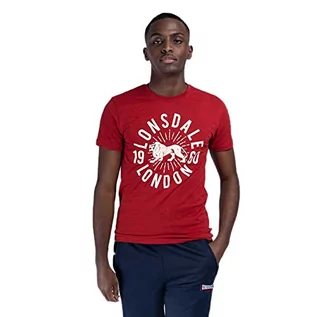 Koszulki męskie - Lonsdale Męski t-shirt Warmwell, Marl Red/Ecru, 3XL - grafika 1