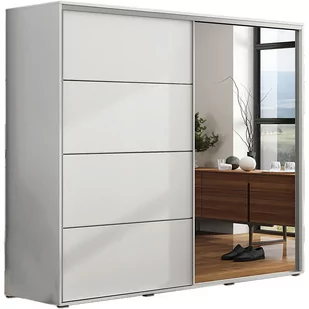 Szafa Przesuwna 230 z Lustrem A12 Skąpski Meble Biały, Grafit, 245 cm - Szafy - miniaturka - grafika 1