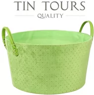 Pudła i pojemniki do przechowywania - OKRĄGŁY ZIELONY KOSZYK VELVET 32x32x18/21 cm - miniaturka - grafika 1