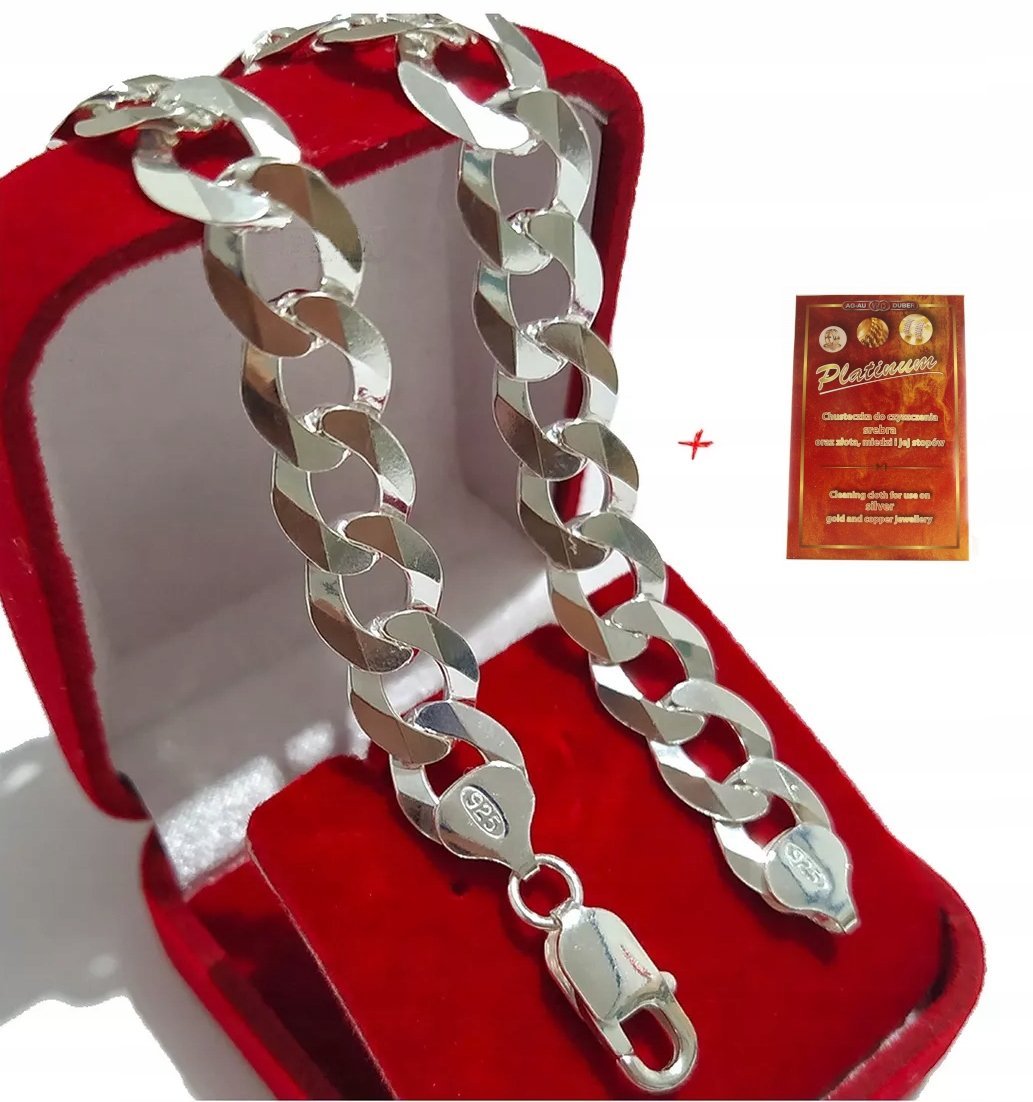 BRANSOLETA GRUBA Srebrna Męska Bransoletka SREBRO pr 925 11mm/23cm Pancerka