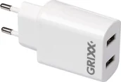 Ładowarki do aparatów dedykowane - Zasilacz Grixx Grixx Power Adapter 220V White Dual USB A - miniaturka - grafika 1