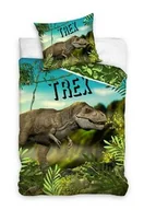 Pościel dla dzieci - Carbotex Pościel bawełniana 140x200 Trex Dinozaur zielona z jedną poszewką 70x90 C24 - miniaturka - grafika 1