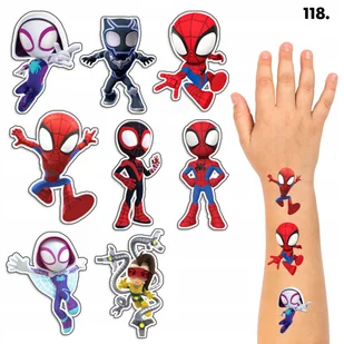 TATUAŻE ZMYWALNE DLA DZIECI TYMCZASOWE SPIDEY KUMPLE - 8 EL. / 150 WZORÓW - Zabawki kreatywne - miniaturka - grafika 1