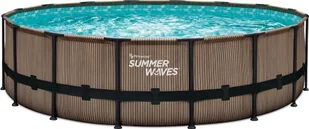 Bestway Summer Waves Elitarny basen z ramkami Okrągły basen naziemny Kompletny zestaw Herbata wygląda na brązową 488x122 cm - Zabawki i gry sportowe - miniaturka - grafika 1