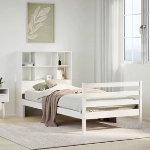 vidaXL Łóżko z regałem, bez materaca, białe, 90x190 cm, sosnowe - Łóżka dla dzieci i młodzieży - miniaturka - grafika 1