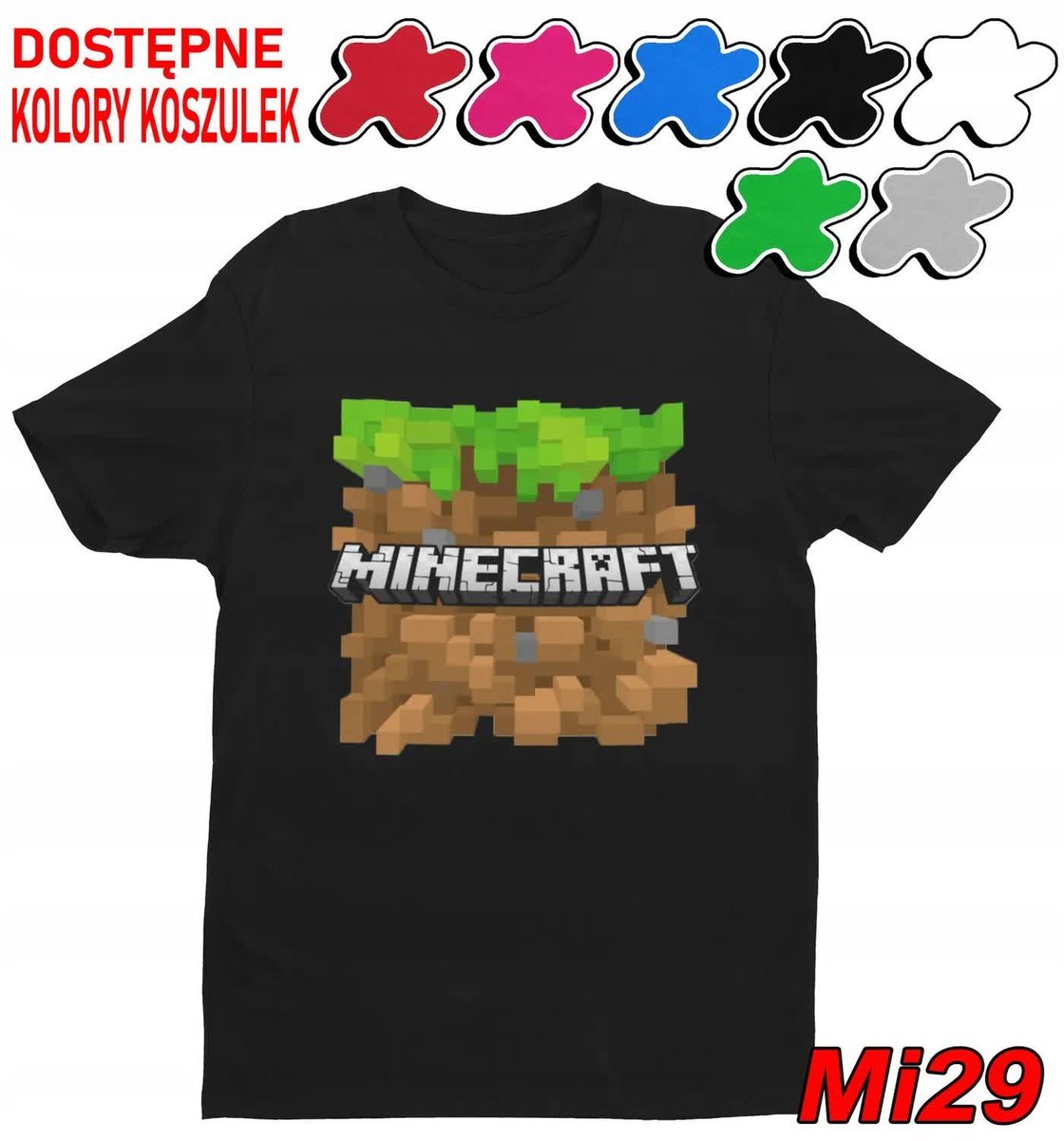 Koszulka Dziecięca Z Nadrukiem Dla Fana Mainkraft Gry Wzory -M 134-140