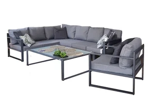 Meble ogrodowe BRYGIDA narożnik 207x270 + fotel + stolik aluminium - Meble ogrodowe - miniaturka - grafika 1
