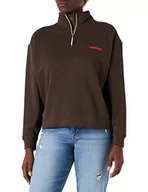 Bluzy damskie - Wrangler Damska bluza z zamkiem błyskawicznym do połowy długości, brązowa, XL - miniaturka - grafika 1
