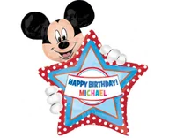Balony i akcesoria - Balon foliowy, Happy Birthday Mickey + naklejki na imię, 30" - miniaturka - grafika 1