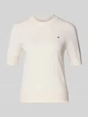 Swetry damskie - Sweter z dzianiny o kroju regular fit z mieszanki bawełny - miniaturka - grafika 1