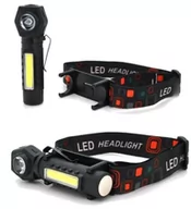 Latarki - Latarka Czołowa Ręczna Led Cob magnes Usb 4 Tryby - miniaturka - grafika 1