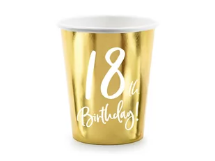 Party Deco Kubeczki na osiemnaste urodziny 18th Birthday! złote - 220 ml - 6 szt. - Urodziny dla dorosłych - miniaturka - grafika 2