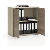 Szafki biurowe - Szafka biurowa LAYERS, krótka, 800 x 400 x 777, dąb naturalny / dąb bejcowany - miniaturka - grafika 1