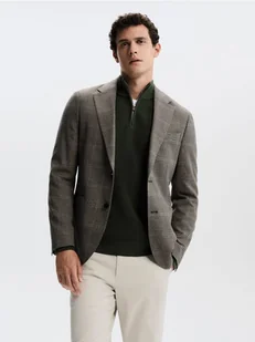 Reserved - Marynarka slim fit z wiskozą - ciemnobrązowy - Kurtki męskie - miniaturka - grafika 1