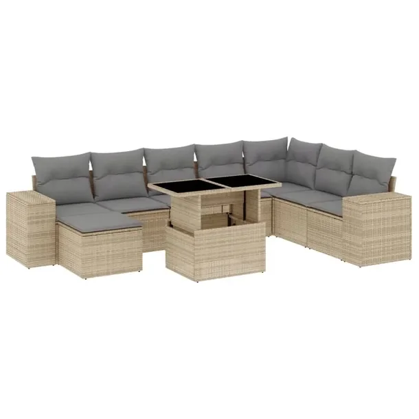 Zestaw mebli ogrodowych modułowych beżowy z rattanem PE, 62 x 62 x 69 cm